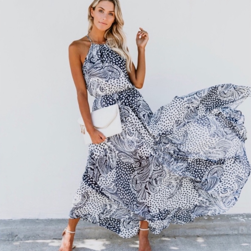 Vici Ojai Adjustable Halter Maxi Dress